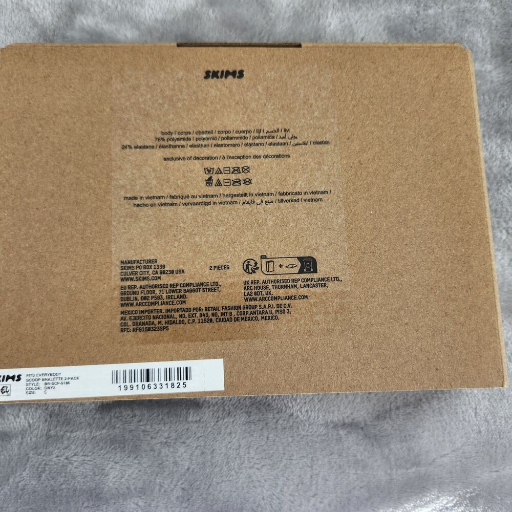 Skims Small Onyx Fits Everybody Scoop Bralette 2-Pack NWT - Picture 6 of 7